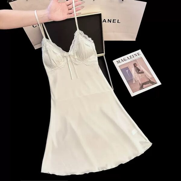 Luxury Soft Satin Sleep Dress (Pearl White)