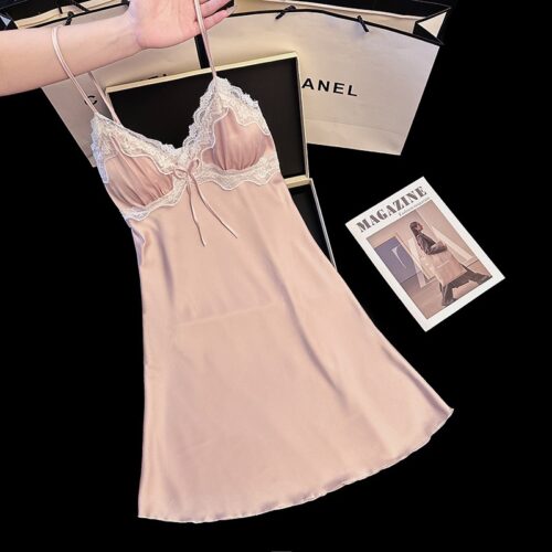 Luxury Soft Satin Sleep Dress (Pastel Pink)